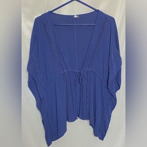 Elan/Anthropologie Crochet Gauzy Knit Bohemian Oversized Beachy Cover Up/ Kimono